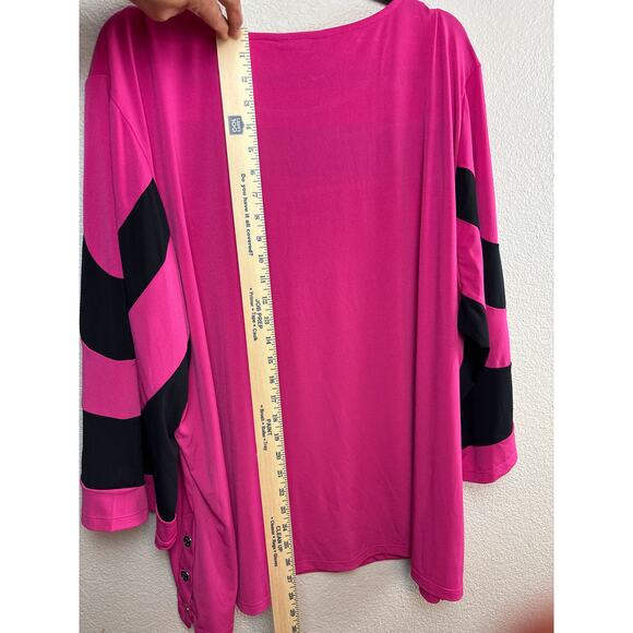 Multiples Women's Black & Pink Tunic 3/4 Bell Sleeve Size Plus Size 2X - Picture 6 of 8